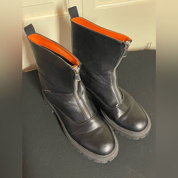 French Connection Size 10 Julie Black Zipper Combat Boots - Picture 1 of 7